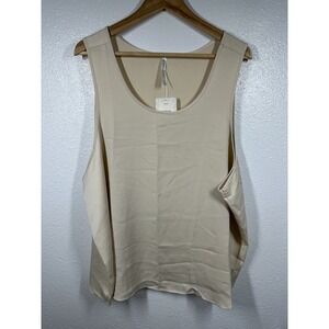 Fabletics Sleep Tank Womens 1X Beige Relaxed Fit Lightweight Modal Lounge Top